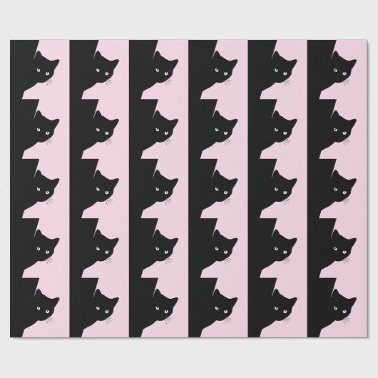 Sly Black Cat Pink Cadeaupapier (Vlak)