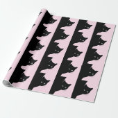 Sly Black Cat Pink Cadeaupapier (Uitgerold)