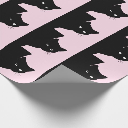 Sly Black Cat Pink Cadeaupapier (Hoek)