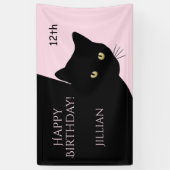 Sly Black Cat Pink Happy Birthday, Leeftijd en naa Spandoek (Verticaal)