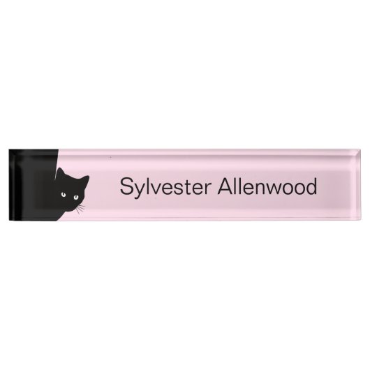 Sly Black Cat Pink Naambordje (Voorkant)