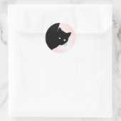 Sly Black Cat Pink Ronde Sticker (Tas)