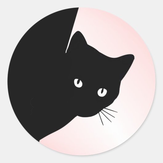 Sly Black Cat Pink Ronde Sticker (Voorkant)