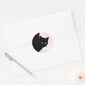 Sly Black Cat Pink Ronde Sticker (Envelop)