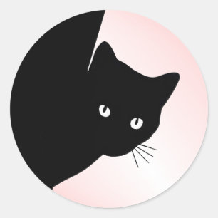 Sly Black Cat Pink Ronde Sticker