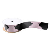 Sly Black Cat Pink Satin Ribbon Satijnen Lint (Spoel)