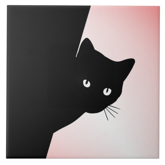 Sly Black Cat Pink Tegeltje (Voorkant)
