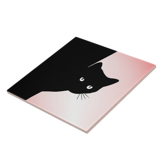 Sly Black Cat Pink Tegeltje (Zijkant)