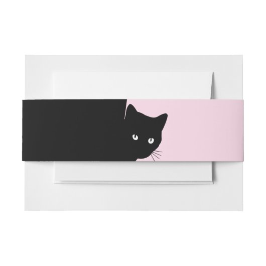 Sly Black Cat Pink Uitnodigingen Wikkel (Voorkant Voorbeeld)