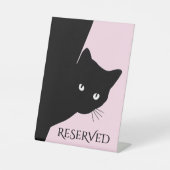 Sly Black Cat Reserved Pedestal Sign Reclamebord Met Voetstuk (Voorkant)