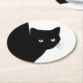 Sly Black Cat Ronde Kartonnen Onderzetter (Gebogen)