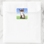 Sly Cat Vierkante Sticker (Tas)