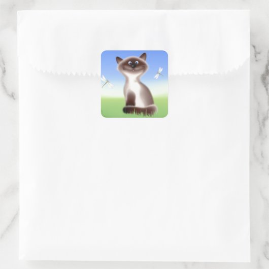 Sly Cat Vierkante Sticker (Tas)