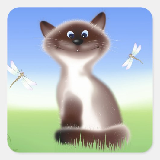 Sly Cat Vierkante Sticker (Voorkant)