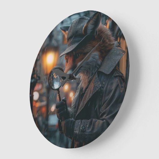 Sly fox detective in een noir setting grote klok (Hoek)