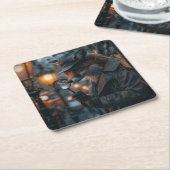 Sly fox detective in een noir setting kartonnen onderzetters (Schuin)