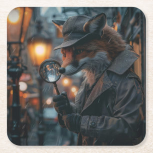 Sly fox detective in een noir setting kartonnen onderzetters