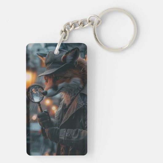 Sly fox detective in een noir setting sleutelhanger (achterkant)