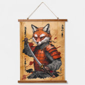 Sly Fox Samurai Warrior - Japanse inktstijl Hangend Wandkleed (Voorkant)
