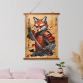 Sly Fox Samurai Warrior - Japanse inktstijl Hangend Wandkleed (Slaapkamer)