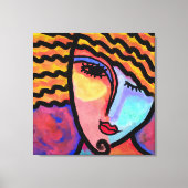 Sly Grin Abstract digitaal schilderen van een vrou Canvas Afdruk (Voorkant)