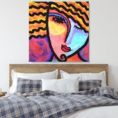 Sly Grin Abstract digitaal schilderen van een vrou Canvas Afdruk (Insitu (Slaapkamer))