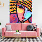 Sly Grin Abstract digitaal schilderen van een vrou Canvas Afdruk (Insitu (Woonkamer))