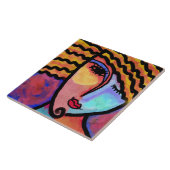 Sly Grin Abstract digitaal schilderen van een vrou Tegeltje (Zijkant)