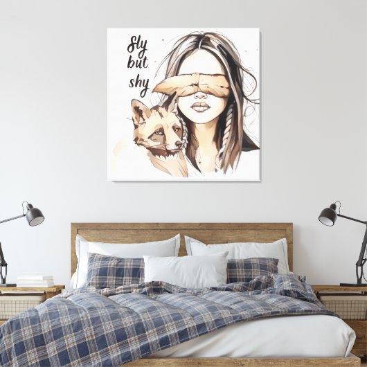 Sly maar verlegen canvas afdruk (Insitu (Slaapkamer))