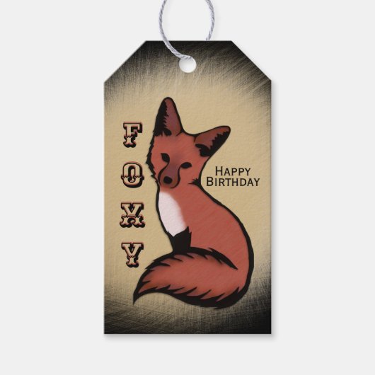 Sly Red Foxy Fox Birthday Cadeaulabel (Voorkant)
