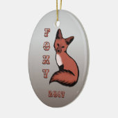 Sly Red Foxy Fox met jaar Keramisch Ornament (Links)