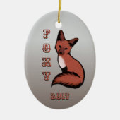 Sly Red Foxy Fox met jaar Keramisch Ornament (Voorkant)