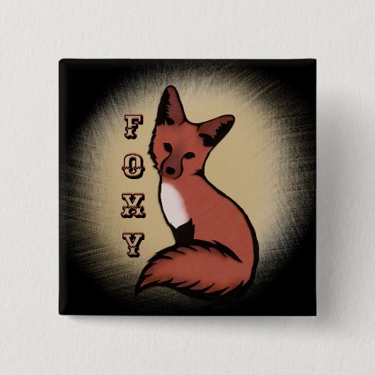Sly Red Foxy Fox Vierkante Button 5,1 Cm (Voorkant)