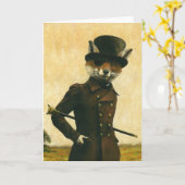 Sly Victoriaans Fox Groetjes Kaart (Gele Bloem)