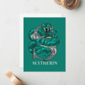 SLYTHERIN™ gekruist gewerkt embleem Notitiekaartje (Voorkant / Achterkant in situ)