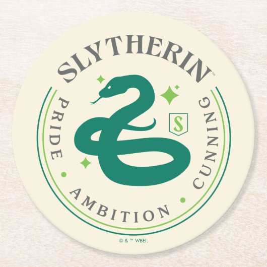 SLYTHERIN™ Green Snake House Pride Badge Ronde Kartonnen Onderzetter (Voorkant)