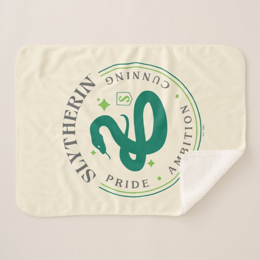 SLYTHERIN™ Green Snake House Pride Badge Sherpa Deken (Voorkant (horizontaal))