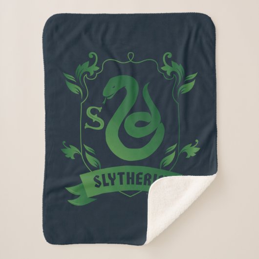 SLYTHERIN™ House Crest Sherpa Deken (Voorkant)
