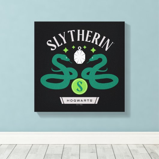 SLYTHERIN™ House Double Snake Locket Graphic Canvas Afdruk (Insitu (Houten vloer))