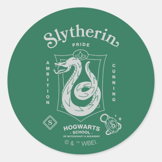 SLYTHERIN™ Pride Ambition Cunning Crest Ronde Sticker (Voorkant)