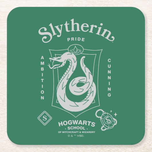 SLYTHERIN™ Trots Ambities Sluwheid Wapen Kartonnen Onderzetters (Voorkant)