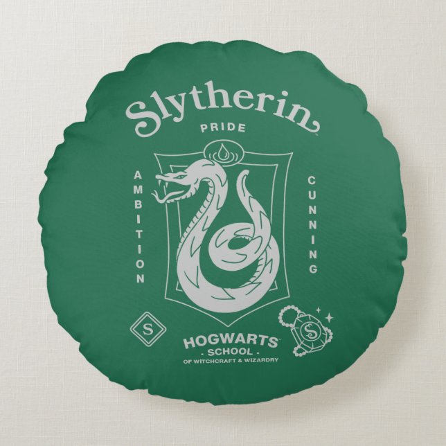 SLYTHERIN™ Trots Ambities Sluwheid Wapen Rond Kussen (Voorkant)
