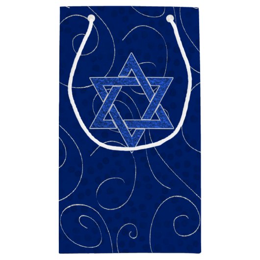 SM - Chanoeka Blauwe en Zilveren Wervelingen Klein Cadeauzakje (Achterkant)