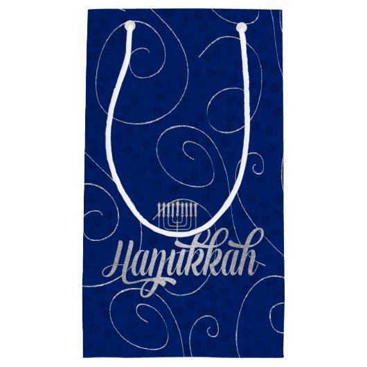 SM - Chanoeka Blauwe en Zilveren Wervelingen Klein Cadeauzakje (Voorkant)