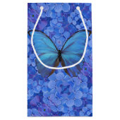 SM Gift Bag Blauw Morpho op Hydrangea Klein Cadeauzakje (Achterkant)