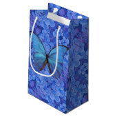 SM Gift Bag Blauw Morpho op Hydrangea Klein Cadeauzakje (Achterkant Gekanteld)