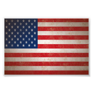 Sm.  Grunge Style American Flag Photo Print Foto Afdruk
