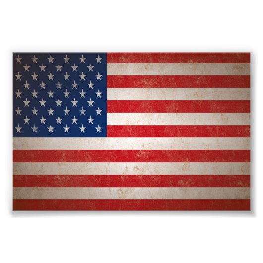 Sm.  Grunge Style American Flag Photo Print Foto Afdruk (Voorkant)