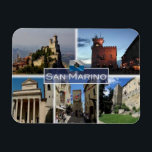 SM San Marino - Magneet<br><div class="desc">Hier vind je het souvenir van je vakantie. Deze categorie bevat patchmagneten van vele plaatsen. Dit afbeelding bevat een afbeelding van de volgende plaatsen: San Marino - Fortress of Guaita op de berg Titano - Public Building - Basilica - Eugippo Street. Druk vrienden en familie met unieke souvenirs uit de...</div>