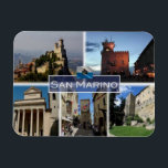 SM San Marino - Magneet<br><div class="desc">Hier vind je het souvenir van je vakantie. Deze categorie bevat patchmagneten van vele plaatsen. Dit afbeelding bevat een afbeelding van de volgende plaatsen: San Marino - Fortress of Guaita op de berg Titano - Public Building - Basilica - Eugippo Street. Druk vrienden en familie met unieke souvenirs uit de...</div>